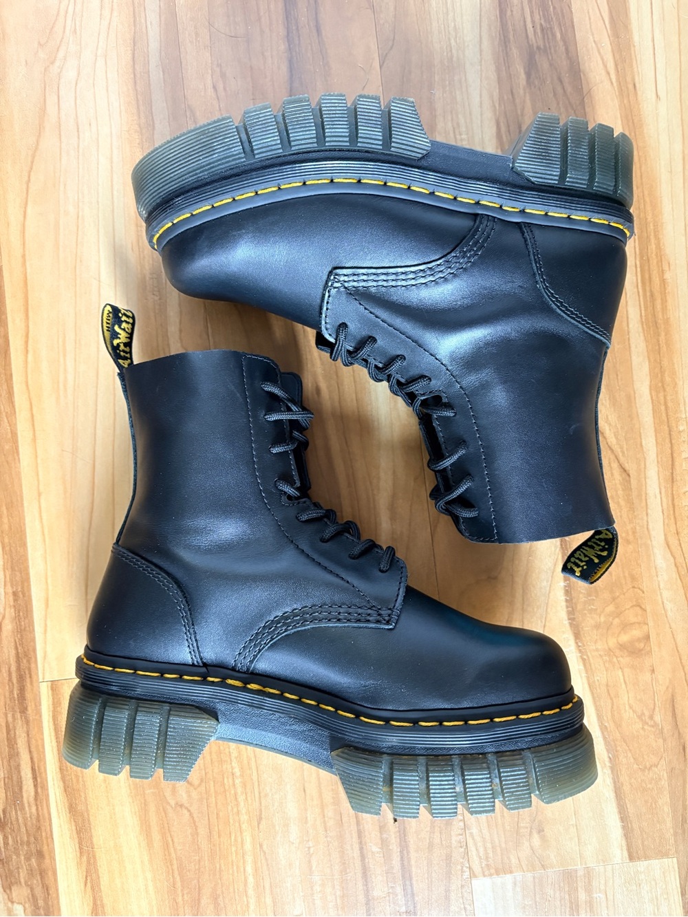 Dr. Martens Audrick Black Nappa Leather Platform Ankle Boots size 8 - Picture 8 of 14